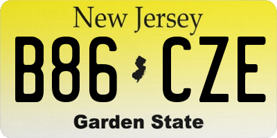 NJ license plate B86CZE