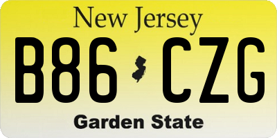 NJ license plate B86CZG