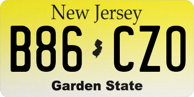 NJ license plate B86CZO