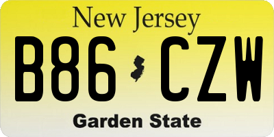 NJ license plate B86CZW
