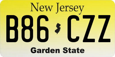 NJ license plate B86CZZ