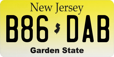 NJ license plate B86DAB