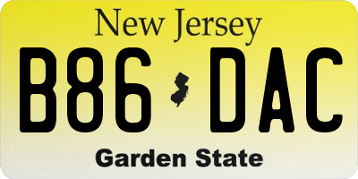NJ license plate B86DAC