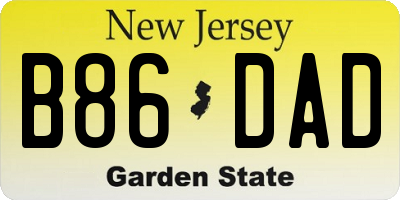 NJ license plate B86DAD