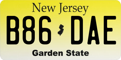 NJ license plate B86DAE