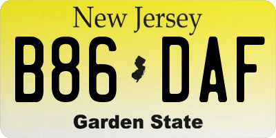 NJ license plate B86DAF