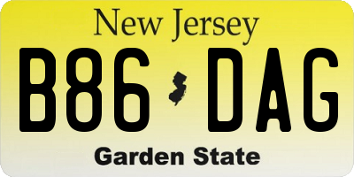 NJ license plate B86DAG