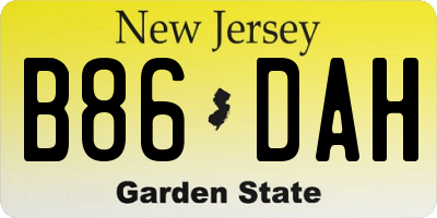 NJ license plate B86DAH