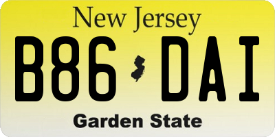 NJ license plate B86DAI