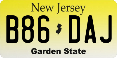 NJ license plate B86DAJ