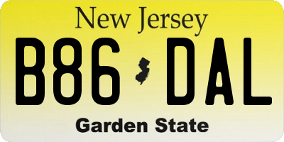 NJ license plate B86DAL