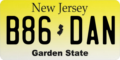 NJ license plate B86DAN