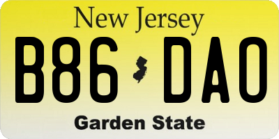 NJ license plate B86DAO