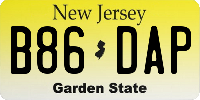 NJ license plate B86DAP