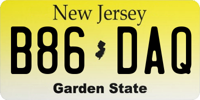 NJ license plate B86DAQ