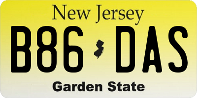 NJ license plate B86DAS