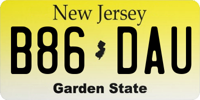 NJ license plate B86DAU
