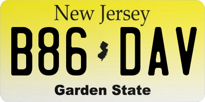 NJ license plate B86DAV