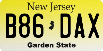 NJ license plate B86DAX