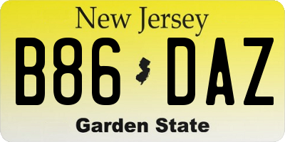 NJ license plate B86DAZ