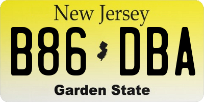 NJ license plate B86DBA