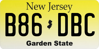 NJ license plate B86DBC