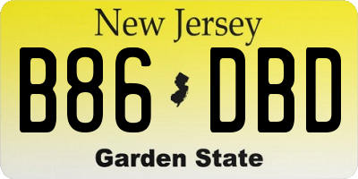NJ license plate B86DBD
