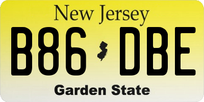 NJ license plate B86DBE