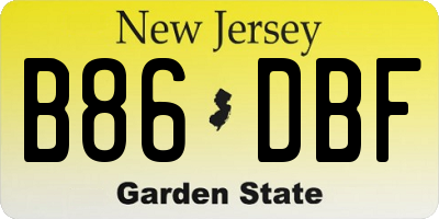 NJ license plate B86DBF