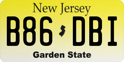 NJ license plate B86DBI
