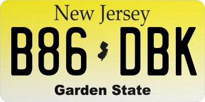 NJ license plate B86DBK