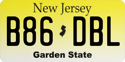 NJ license plate B86DBL