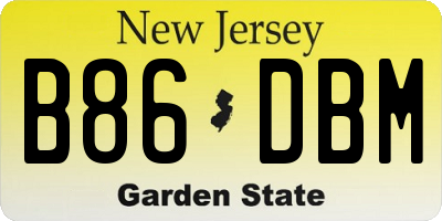 NJ license plate B86DBM