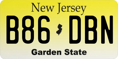 NJ license plate B86DBN