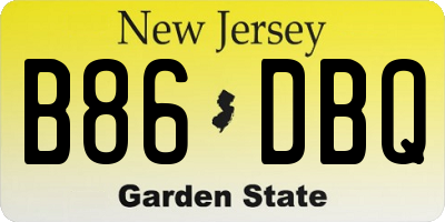 NJ license plate B86DBQ