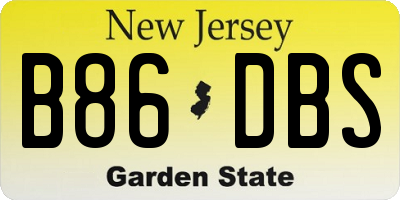 NJ license plate B86DBS