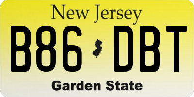 NJ license plate B86DBT