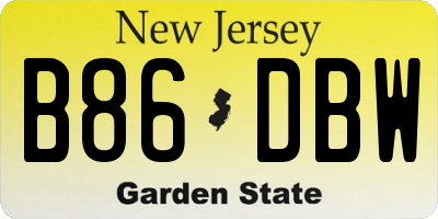 NJ license plate B86DBW