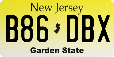 NJ license plate B86DBX