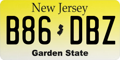 NJ license plate B86DBZ