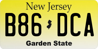 NJ license plate B86DCA