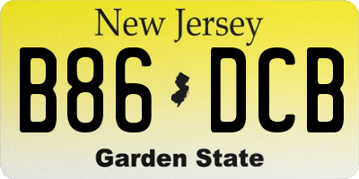 NJ license plate B86DCB