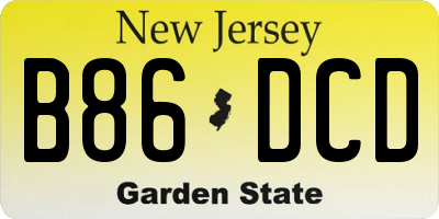 NJ license plate B86DCD