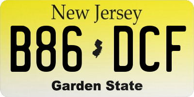 NJ license plate B86DCF