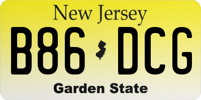NJ license plate B86DCG