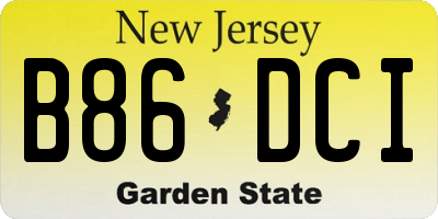 NJ license plate B86DCI