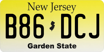 NJ license plate B86DCJ