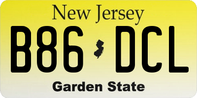 NJ license plate B86DCL