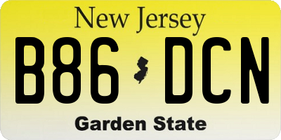 NJ license plate B86DCN