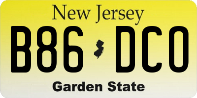 NJ license plate B86DCO